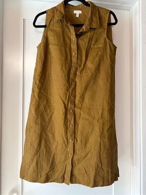 Garnet Hill Sleeveless Button-Front Linen Dress